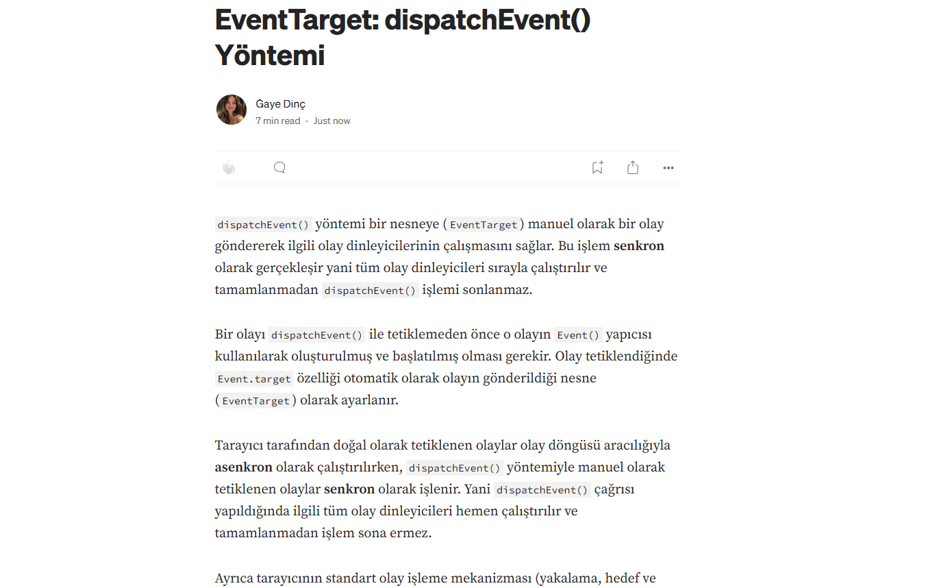 EventTarget: dispatchEvent() Yöntemi Photo