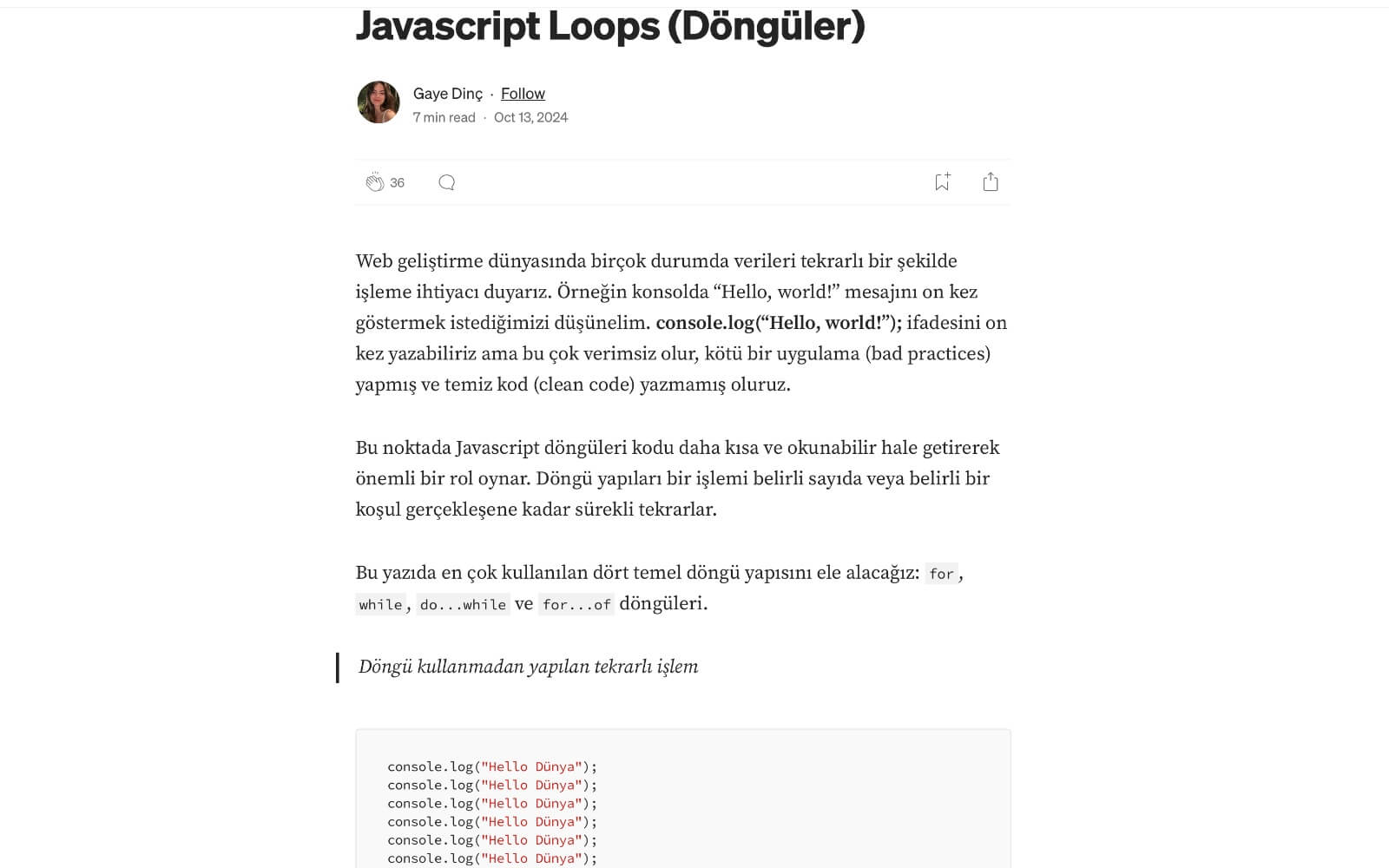 Javascript Loops (Döngüler) Photo