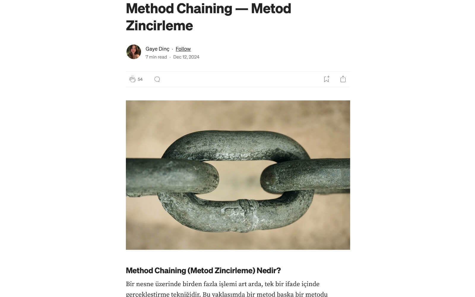 Method Chaining — Metod Zincirleme Photo