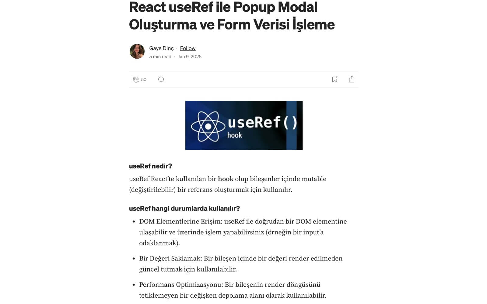 React useRef ile Popup Modal Oluşturma ve Form Verisi İşleme Photo