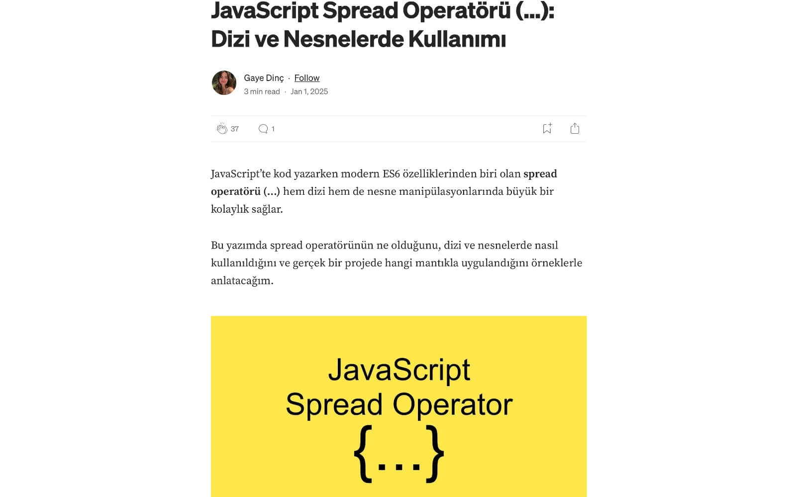 JavaScript Spread Operatörü (…): Dizi ve Nesnelerde Kullanımı Photo