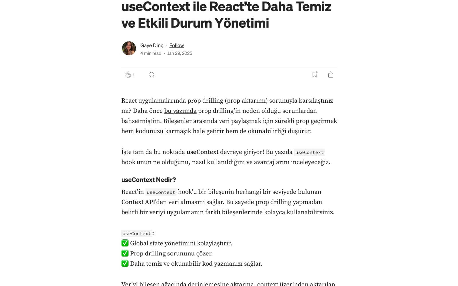 useContext ile React’te Daha Temiz ve Etkili Durum Yönetimi Photo