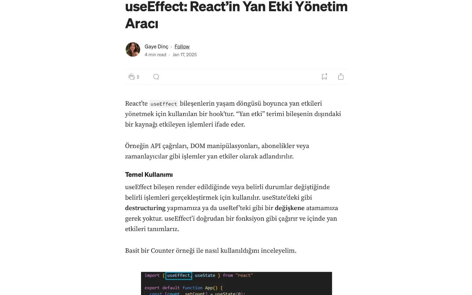 useEffect: React’in Yan Etki Yönetim Aracı Photo