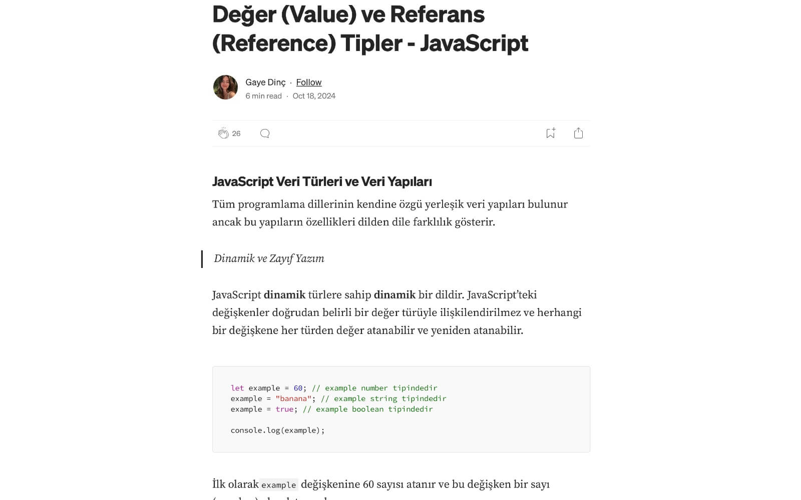 Değer (Value) ve Referans (Reference) Tipler - JavaScript Photo