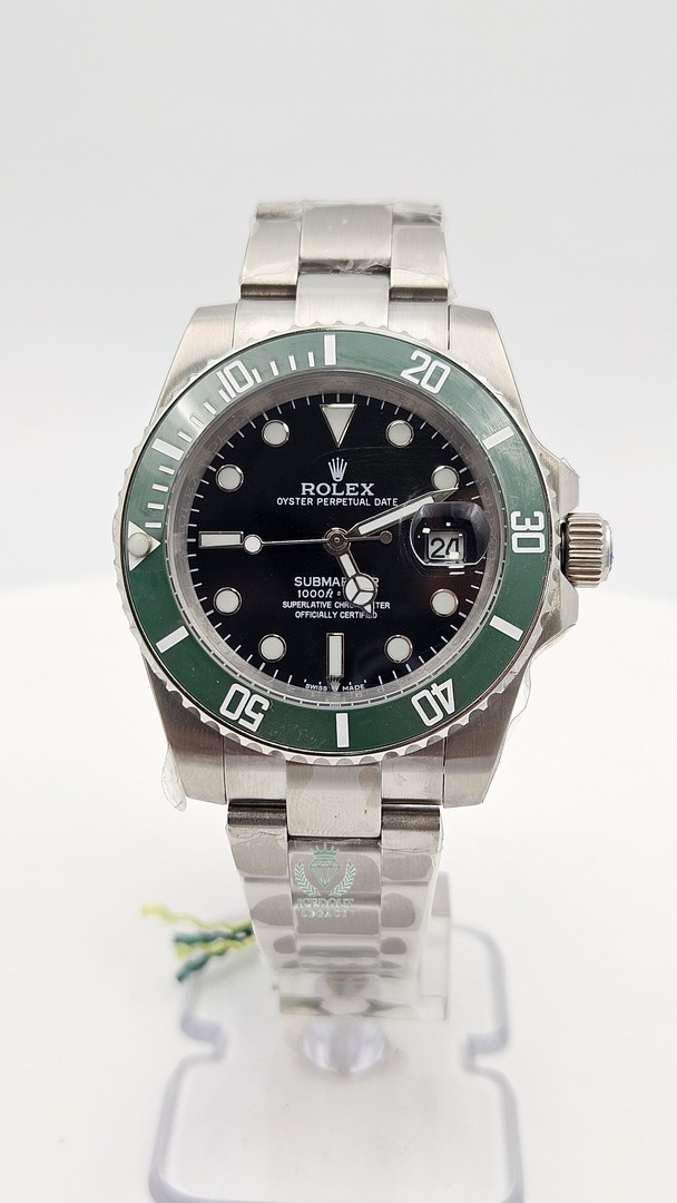 Rolex Submariner Silver Black Dial Oyster Chain Automatic