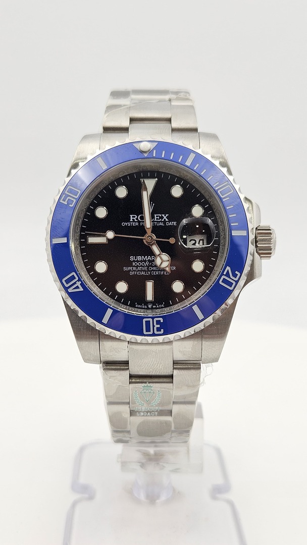 Rolex Submariner Silver Black Dial Oyster Chain Automatic