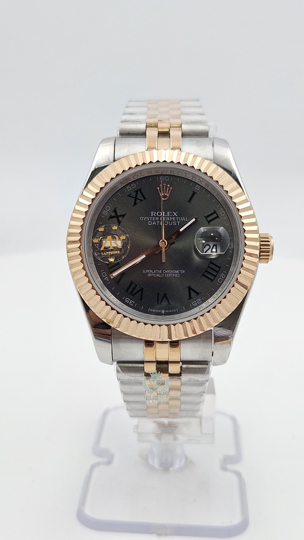 Rolex Datejust Silver & Rose Gold Grey Dial Jubilee Chain Automatic