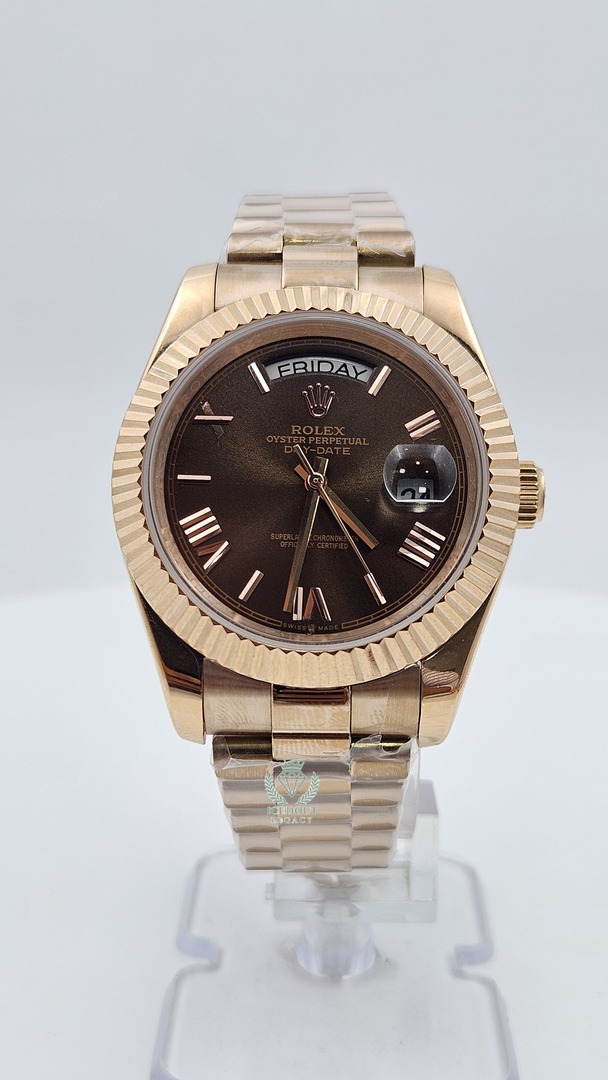 Rolex Day-Date Rose Gold Brown Dial President Chain Automatic