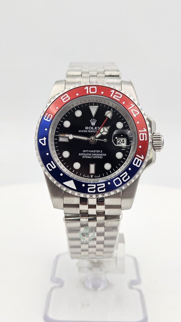 Rolex GMT-Master II Silver Black Dial Jubilee Chain Automatic