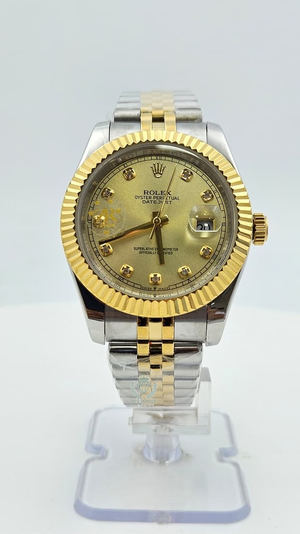 Rolex Datejust Silver & Yellow Yellow Dial Jubilee Chain Automatic