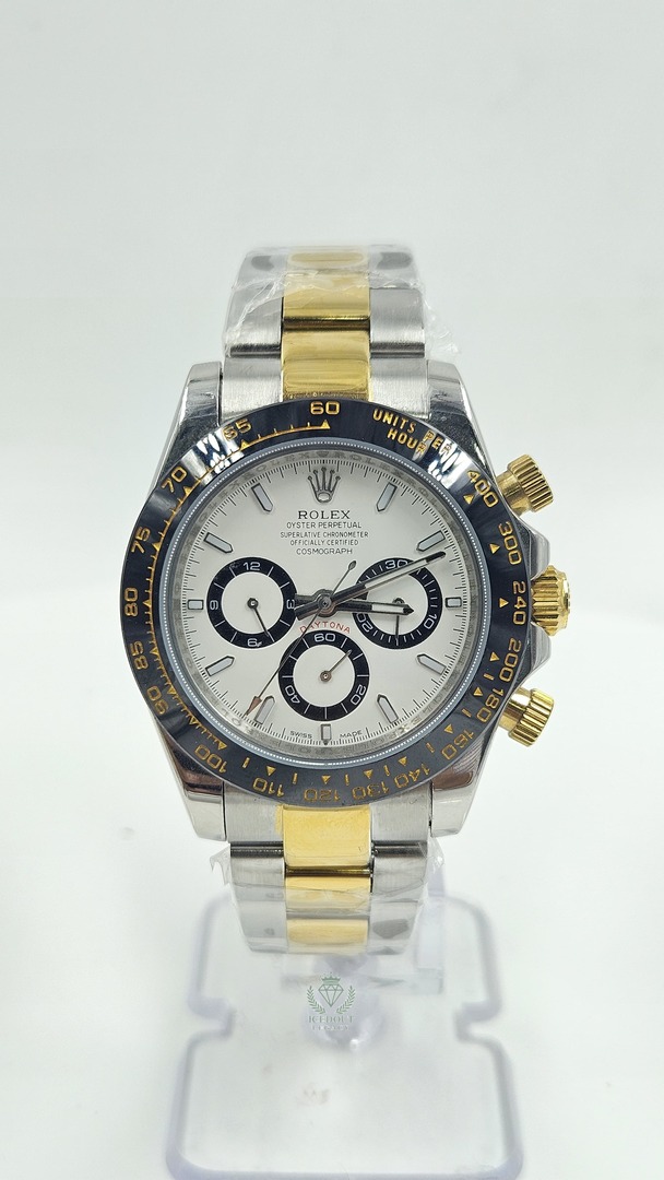 Rolex Daytona Cosmograph Silver & Yellow Gold White Dial Oyster Chain Automatic