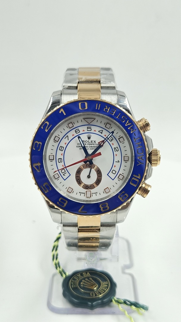 Rolex Yacht-Master II Silver & Yellow Gold chronograph White Dial Oyster Chain Automatic