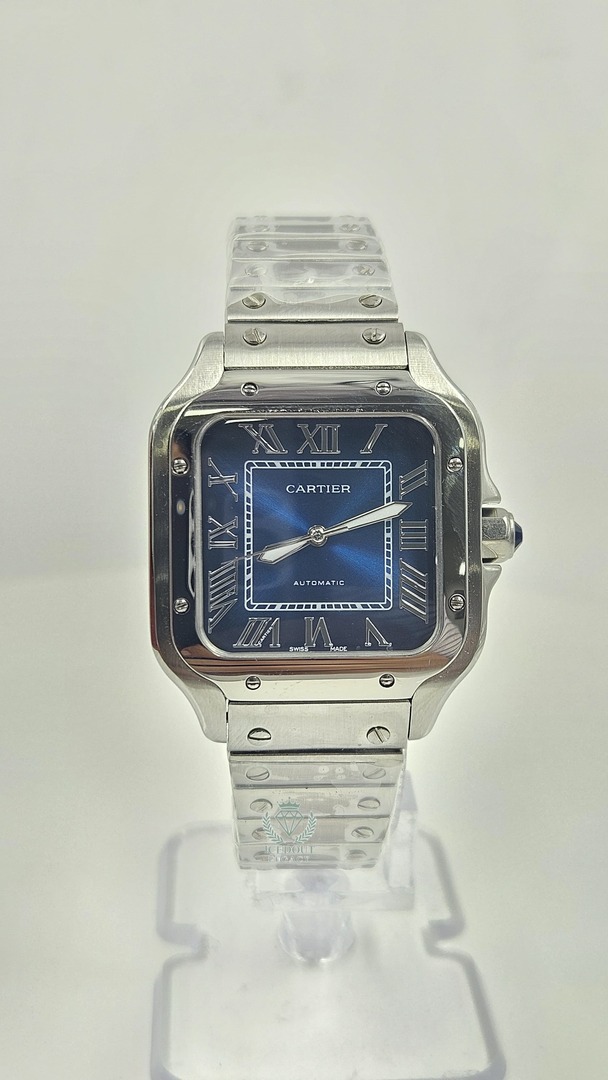 Cartier Santos Silver Blue Dial Automatic