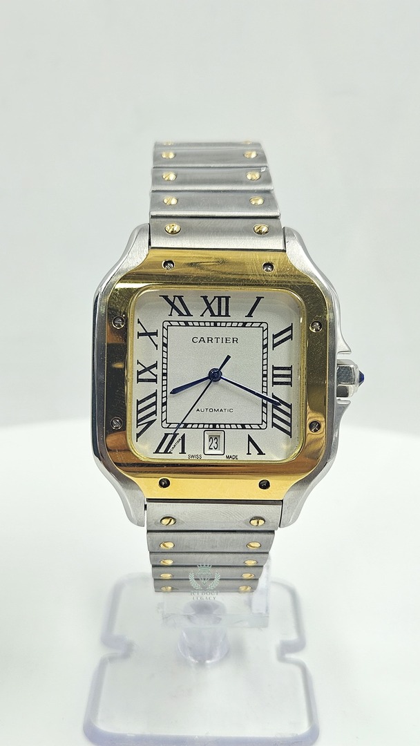 Cartier Santos Silver & Yellow Gold White Dial Automatic