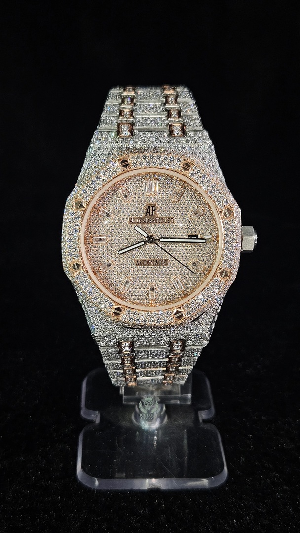 Audemars Piguet Full Iced Out Rose Gold & White Buguette Dial Automatic