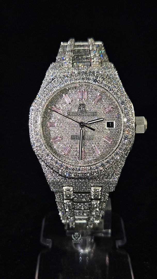 Audemars Piguet Full Iced Out White Pink Buguette Dial Automatic
