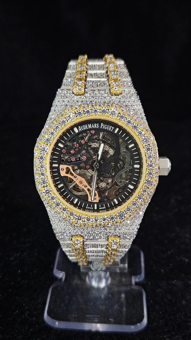 Audemars Piguet Full Iced Out White & Yellow Gold Skeleton Dial Automatic