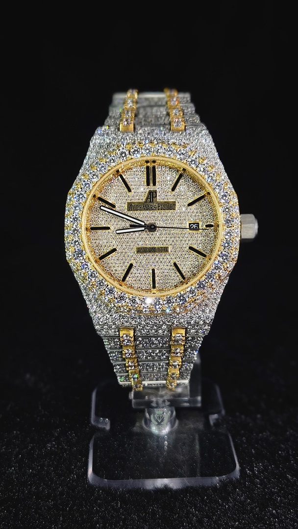 Audemars Piguet Full Iced Out Yellow Gold & White Regular Dial Automatic