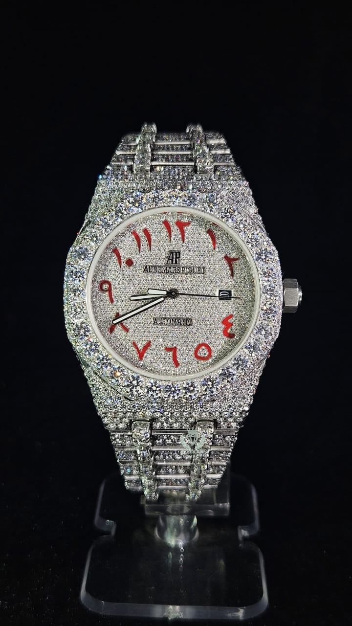Audemars Piguet Full Iced Out Full White Arabic Red Dial Automatic