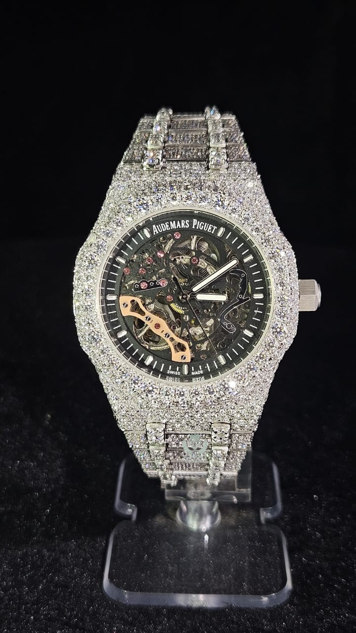 Audemars Piguet Full Iced Out Full White Skeleton Dial Automatic
