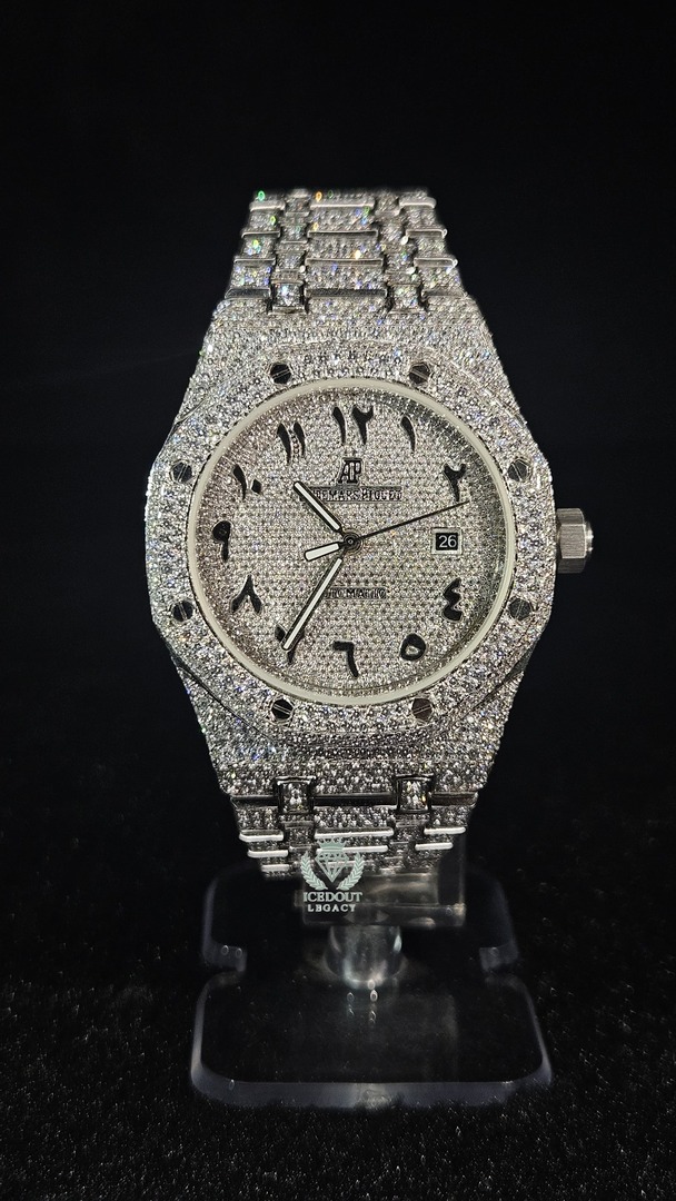 Audemars Piguet Full Iced Out Full White Arabic Dial Automatic