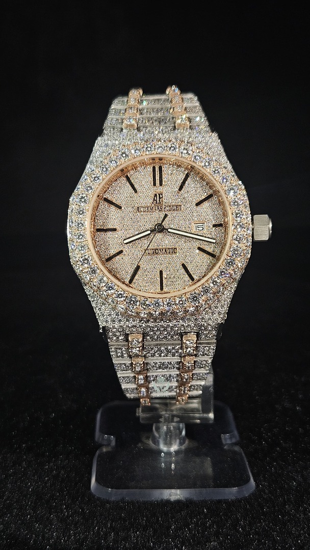 Audemars Piguet Full Iced Out Rose Gold & White Regular Dial Automatic