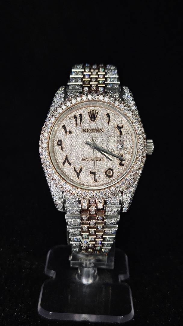 Rolex Datejust Full Iced Out Rose Gold & White Arabic Dial Jubilee Automatic