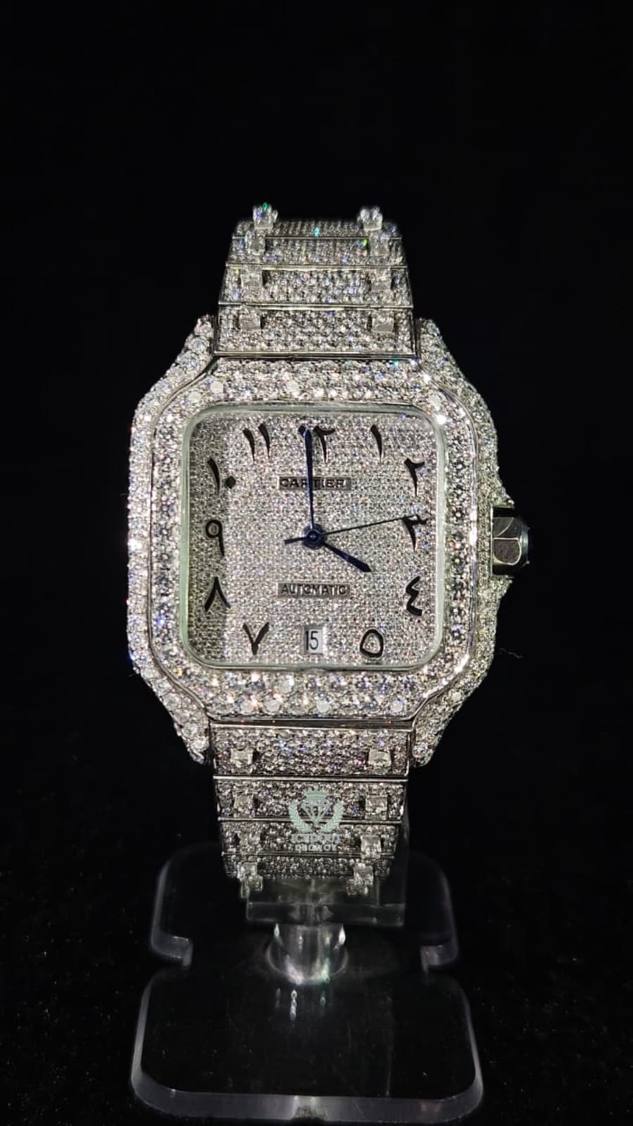 Cartier Full Iced Out Full White Arabic Dial Automatic