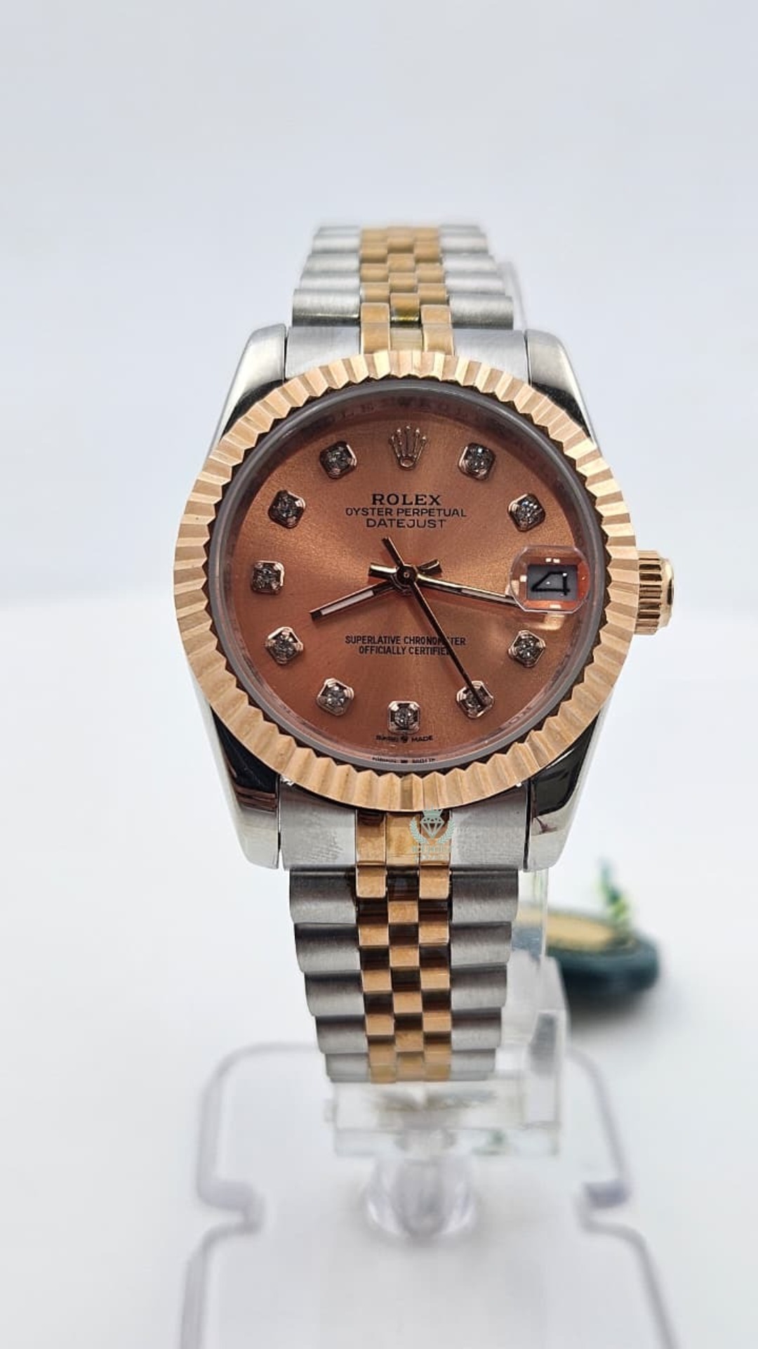 Rolex Datejust Silver & Rose Gold Orange Dial Jubilee Chain Automatic