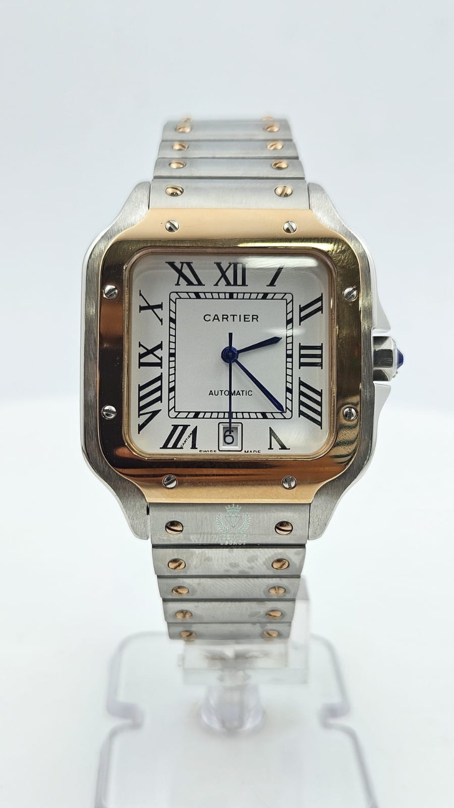 Cartier Santos Silver & Rose Gold White Dial Automatic
