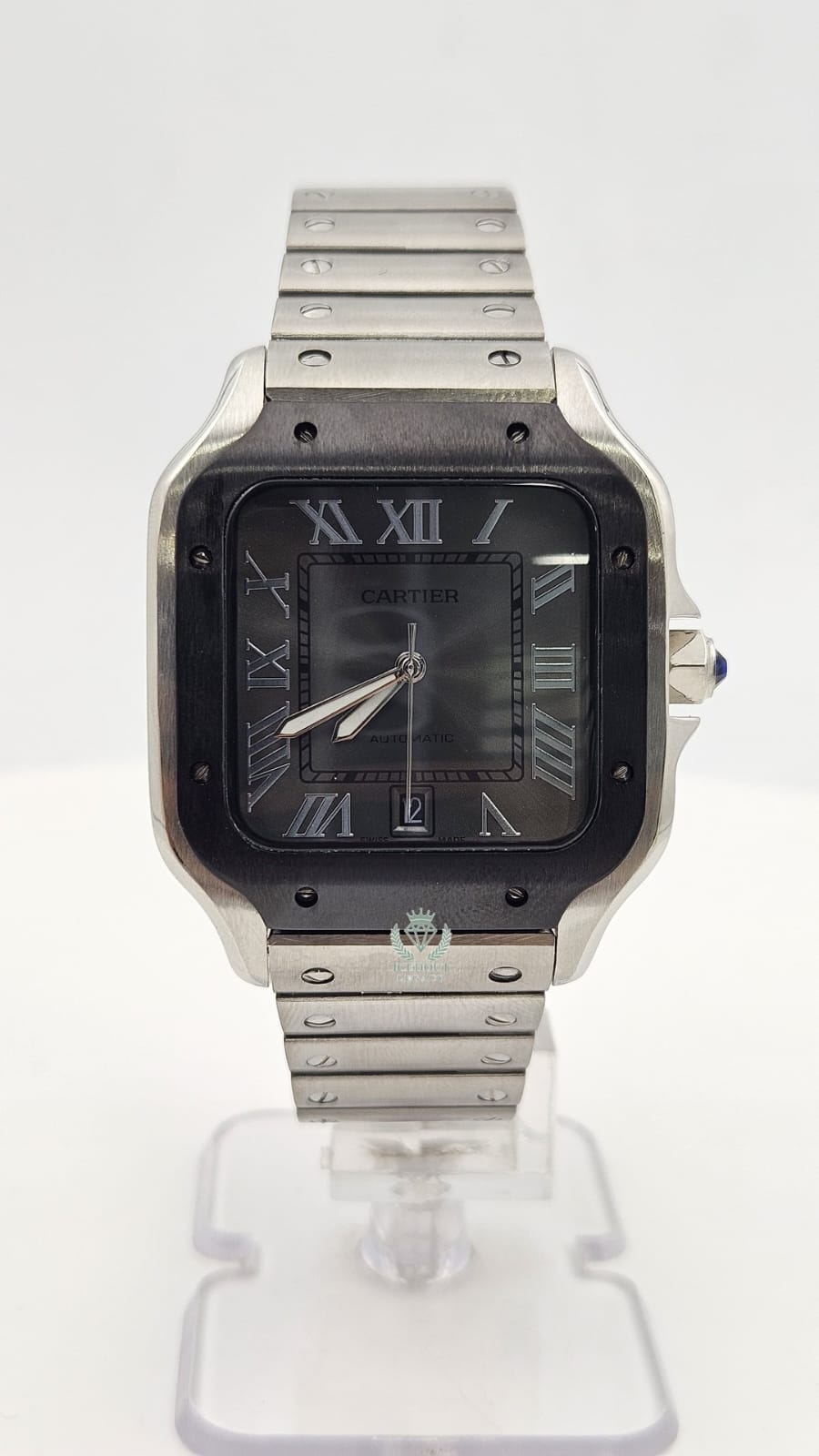 Cartier Santos Silver Black Dial Automatic