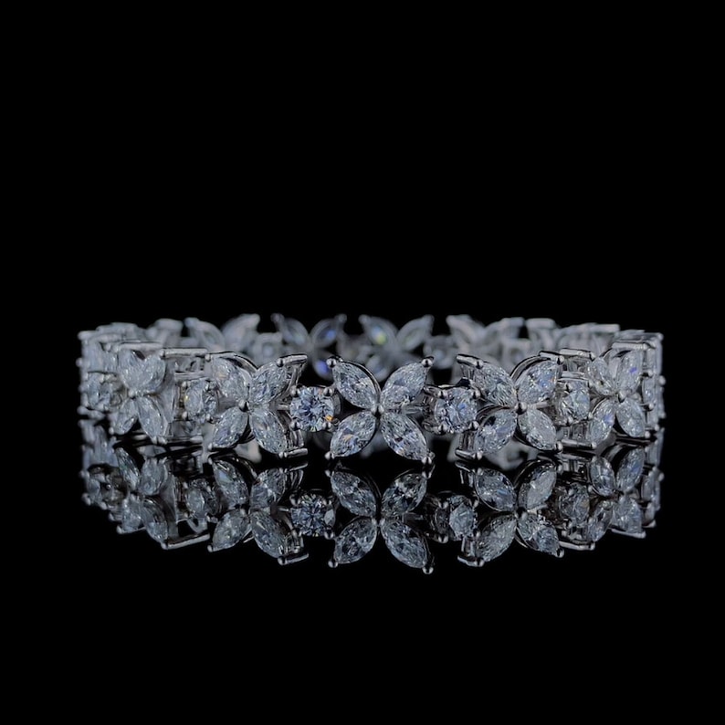 Iced Out Flower Cluster Diamond Bracelet