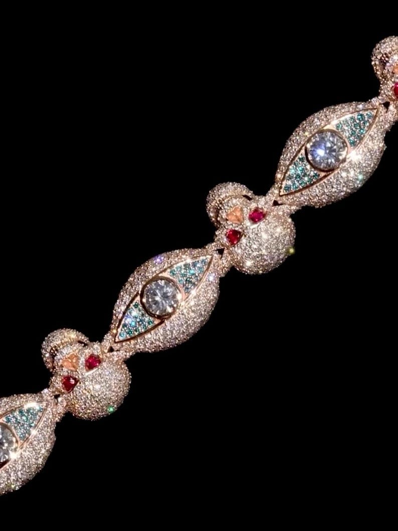 Custom Iced Out Evil Eye Link Bracelet