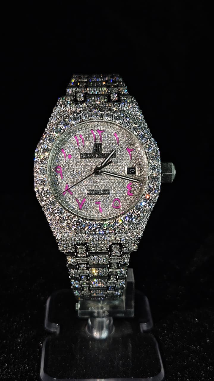Audemars Piguet Full Iced Out Full White Arabic Pink Dial Automatic