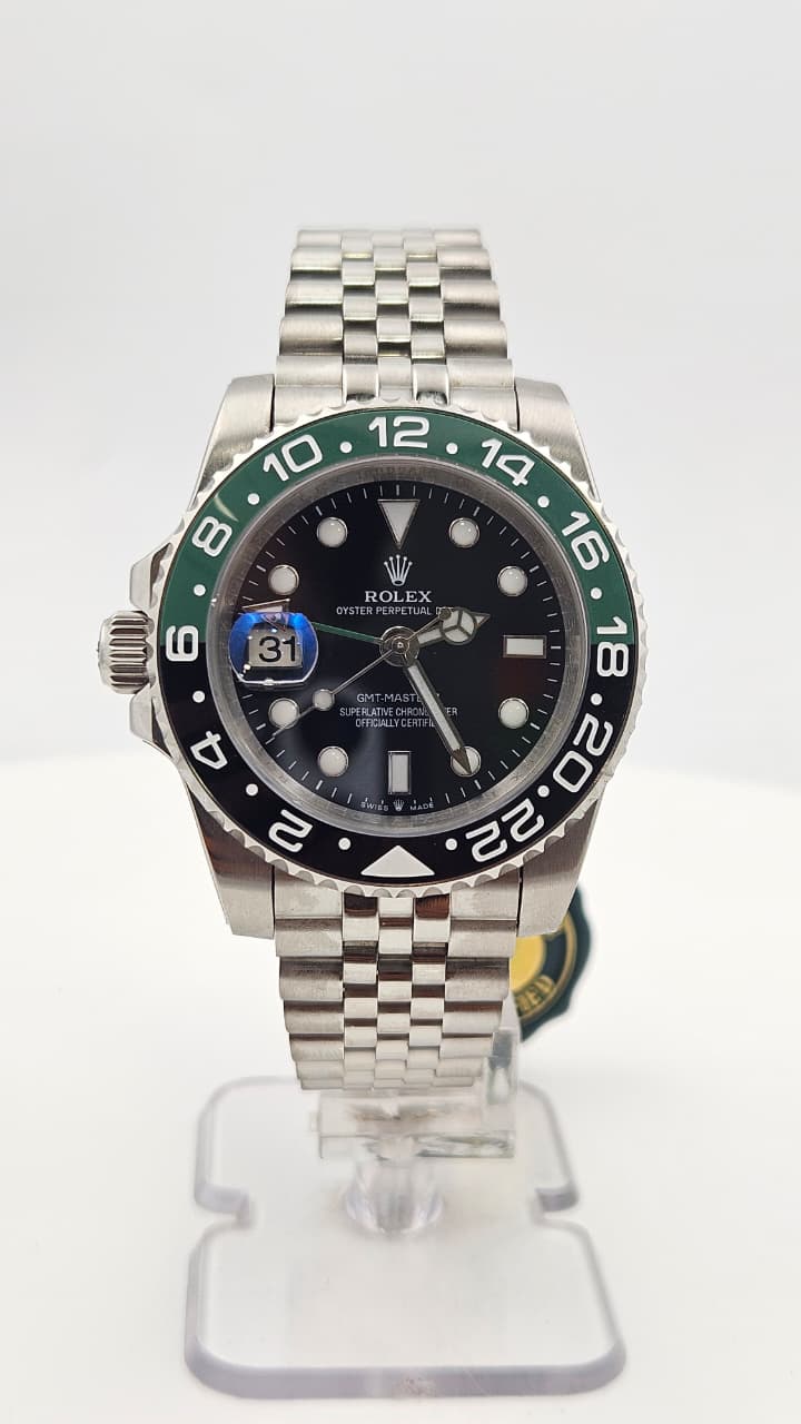 Rolex GMT-Master II Silver Black Dial Jubilee Chain Automatic