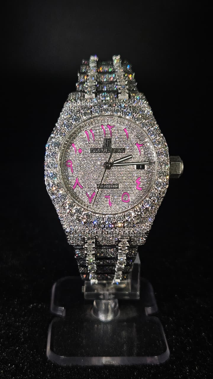 Audemars Piguet Full Iced Out Full White Arabic Pink Dial Automatic