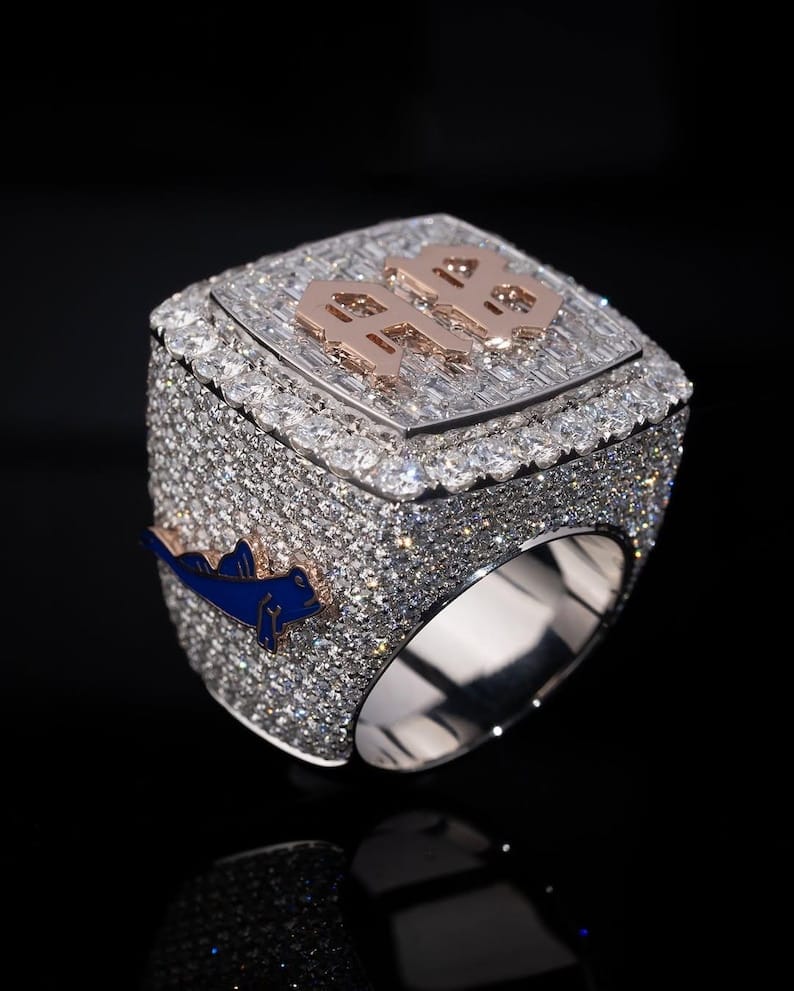 Men’s Band Ring with Diamond, Highly Ornate Custom Ring, Championship Ring, Hip-Hop Style Ring