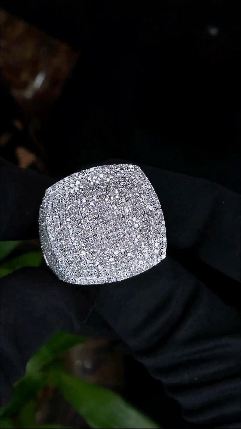 Men’s Band Ring with Diamond, Statement Ring, Hip-Hop Ring