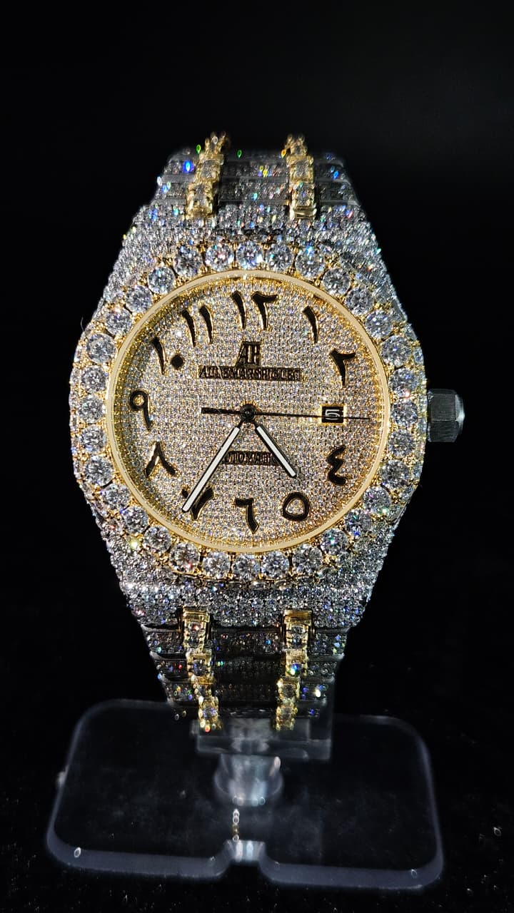 Audemars Piguet Full Iced Out Yellow Gold & White Arabic Dial Automatic