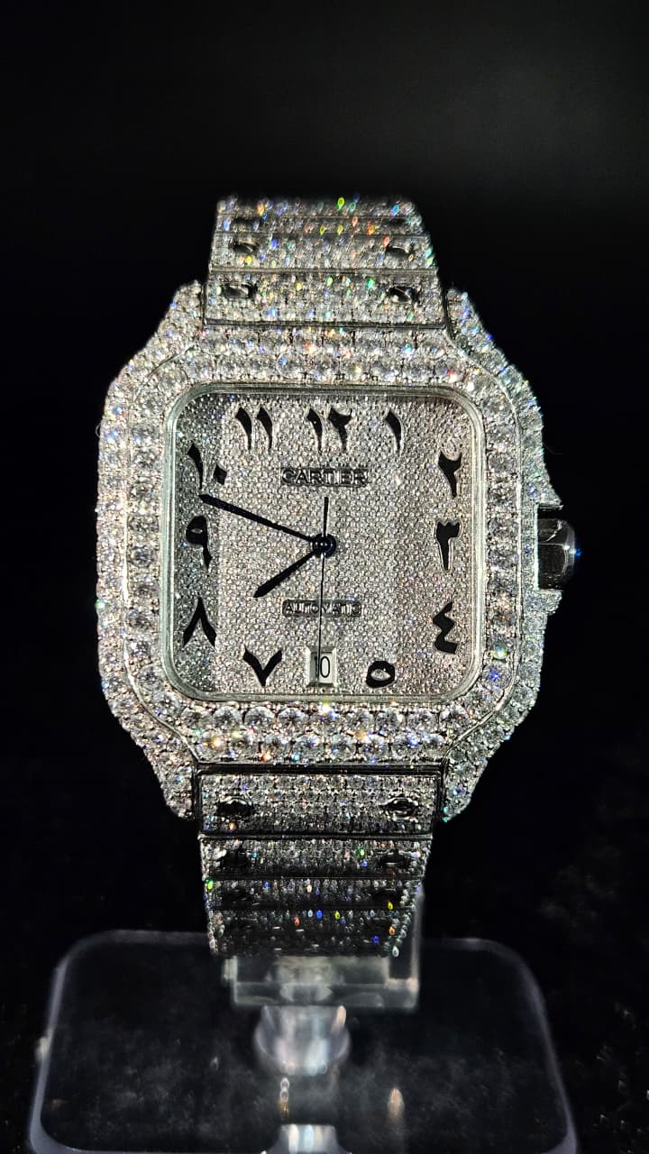 Cartier Full Iced Out Full White Aarbic Dial Automatic