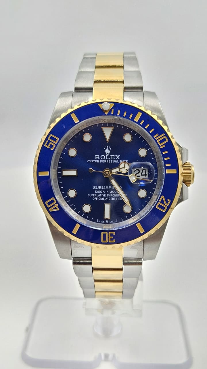 Rolex Submariner Silver & Yellow Gold Blue Dial Oyster Chain Automatic