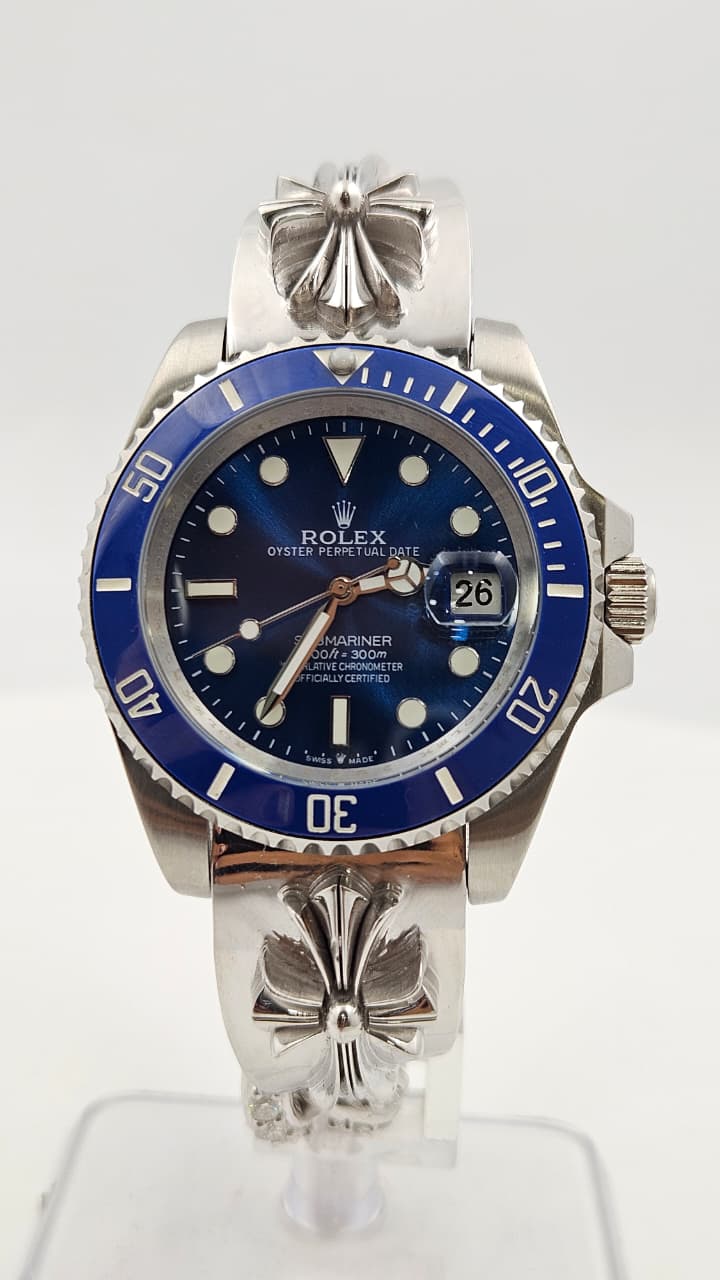 Custom Rolex Submariner Chrome Hearts Silver Blue Dial Automatic
