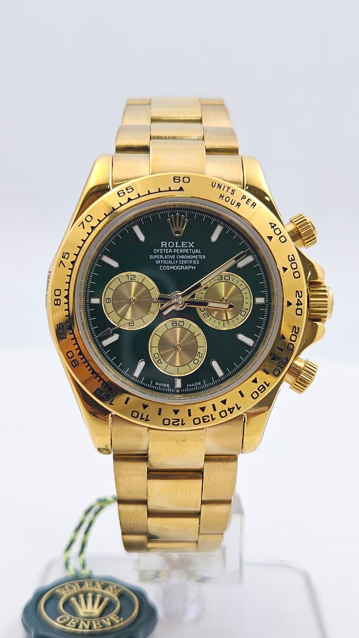 Rolex Day-Date Yellow Gold Chronograph Green Dial President Chain Automatic