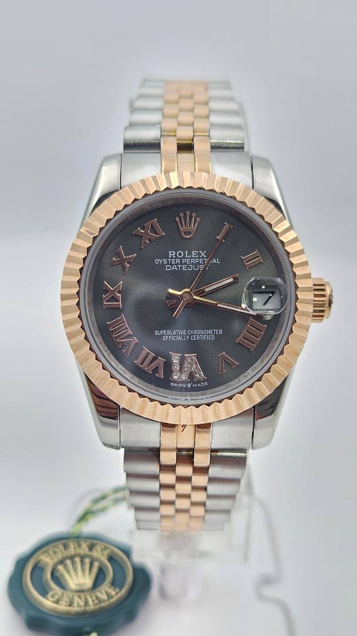 Rolex Datejust Silver & Rose Gold Grey Dial Jubilee Chain Automatic