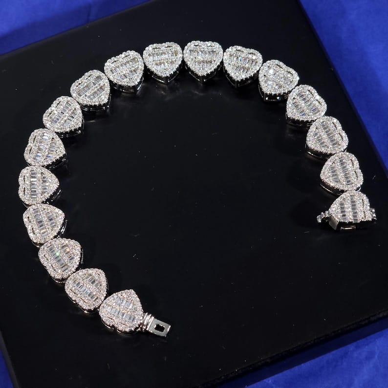 Iced Out Heart Shape Link Bracelet