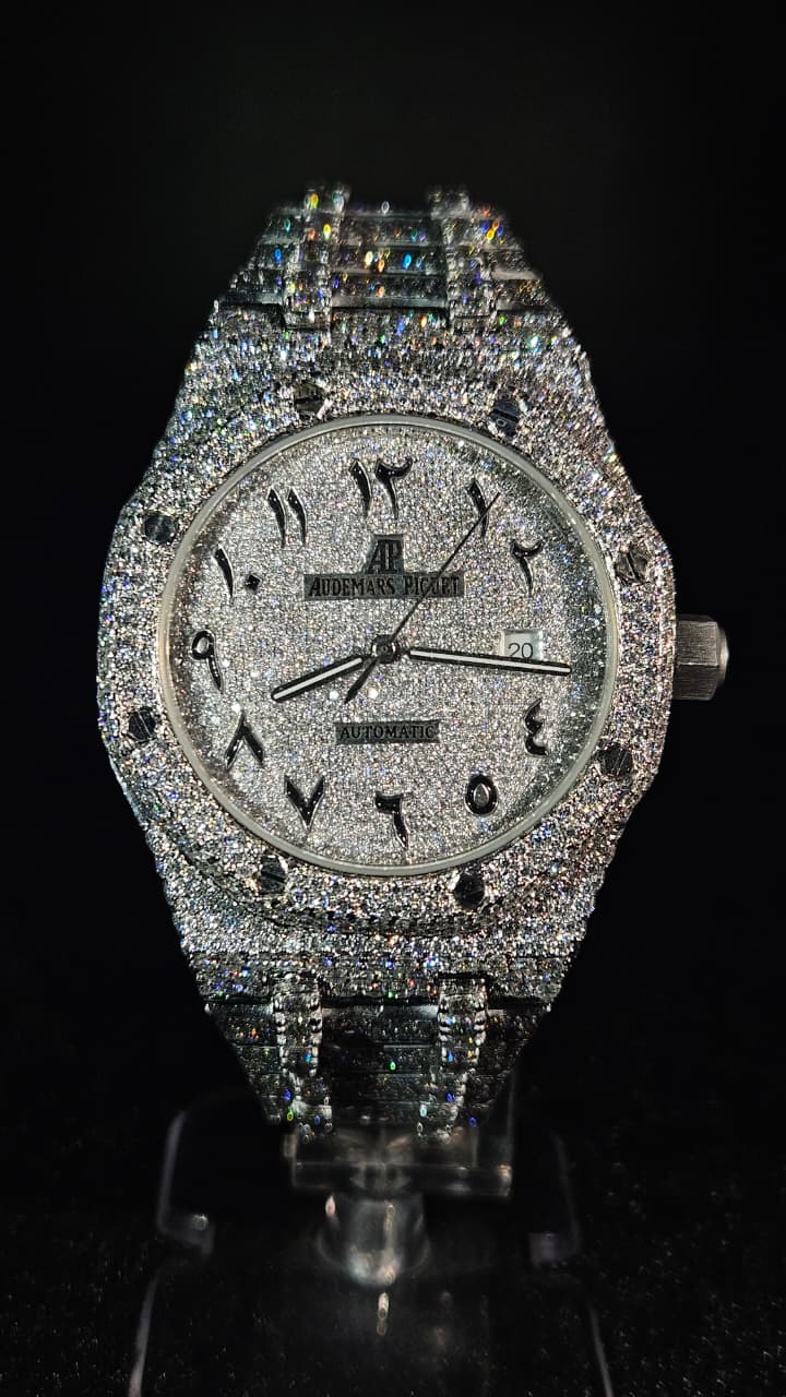 Audemars Piguet Full Iced Out Full White Arabic Dial Automatic