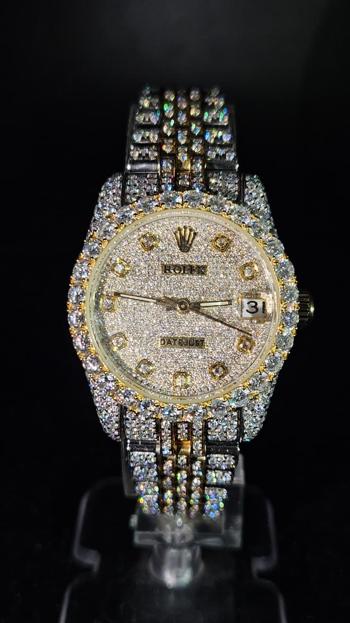 Rolex Datejust Full Iced Out Yellow Gold & White Jubilee Automatic