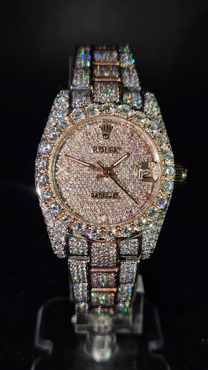 Rolex Datejust Full Iced Out Rose Gold & White Dial Oyster Automatic