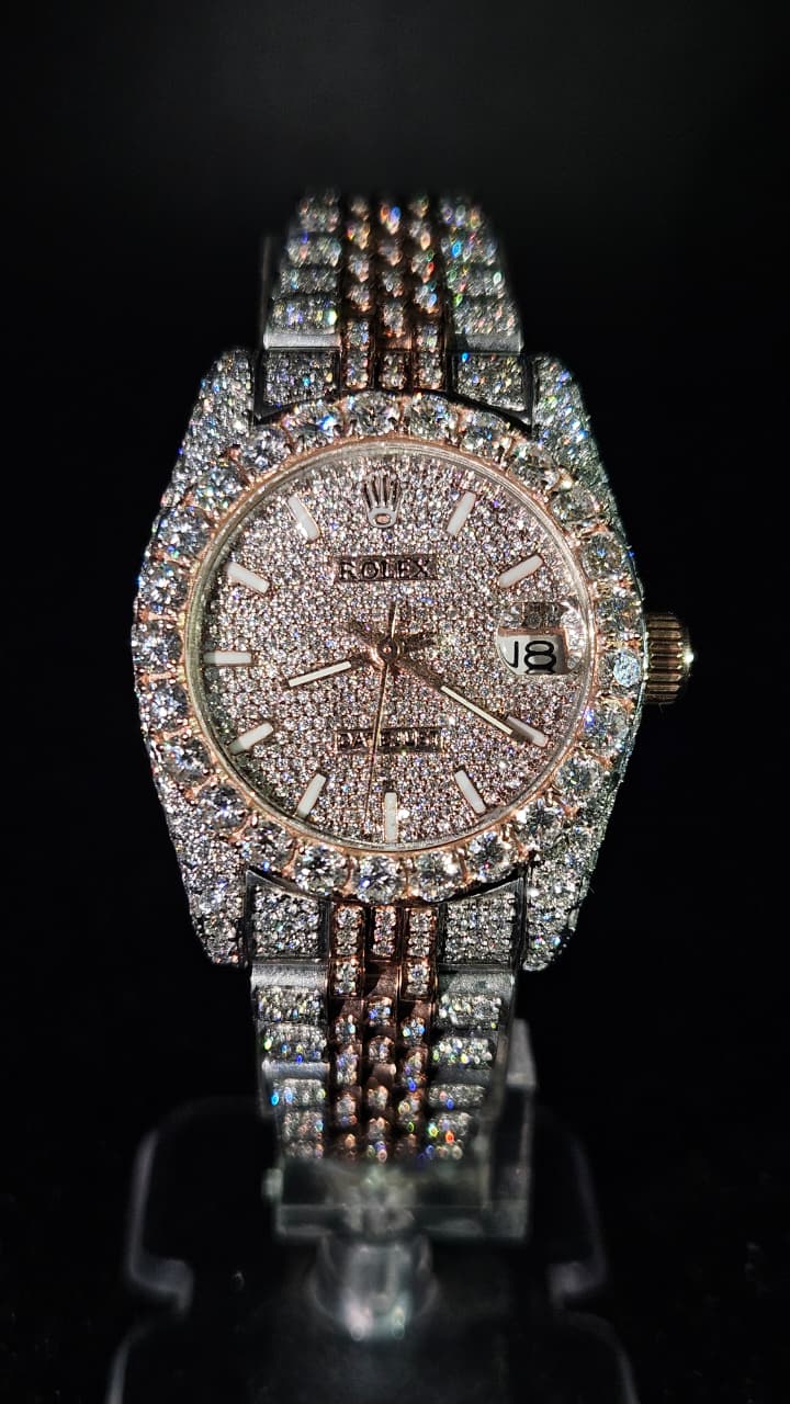Rolex Datejust Full Iced Out Rose Gold & White Jubilee Automatic