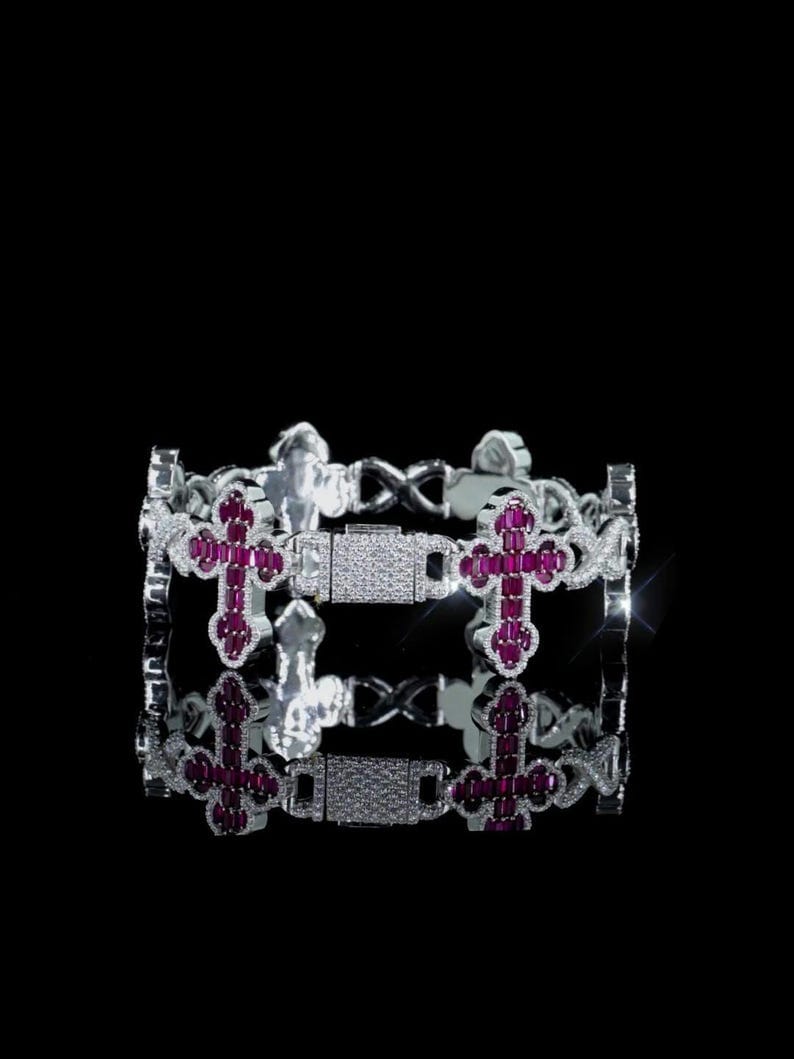 Iced Out Cross Link Bracelet